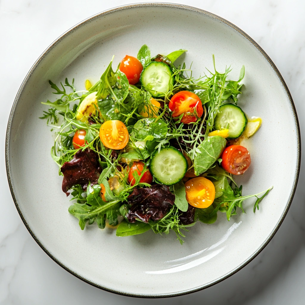 Свіжий салат із зеленню та овочами
